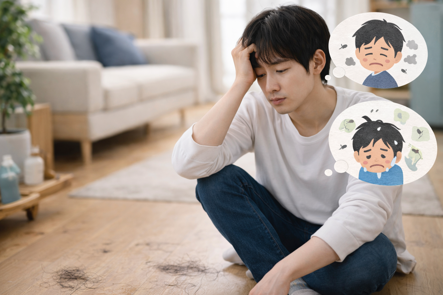 部屋の床に落ちる髪の心理的影響