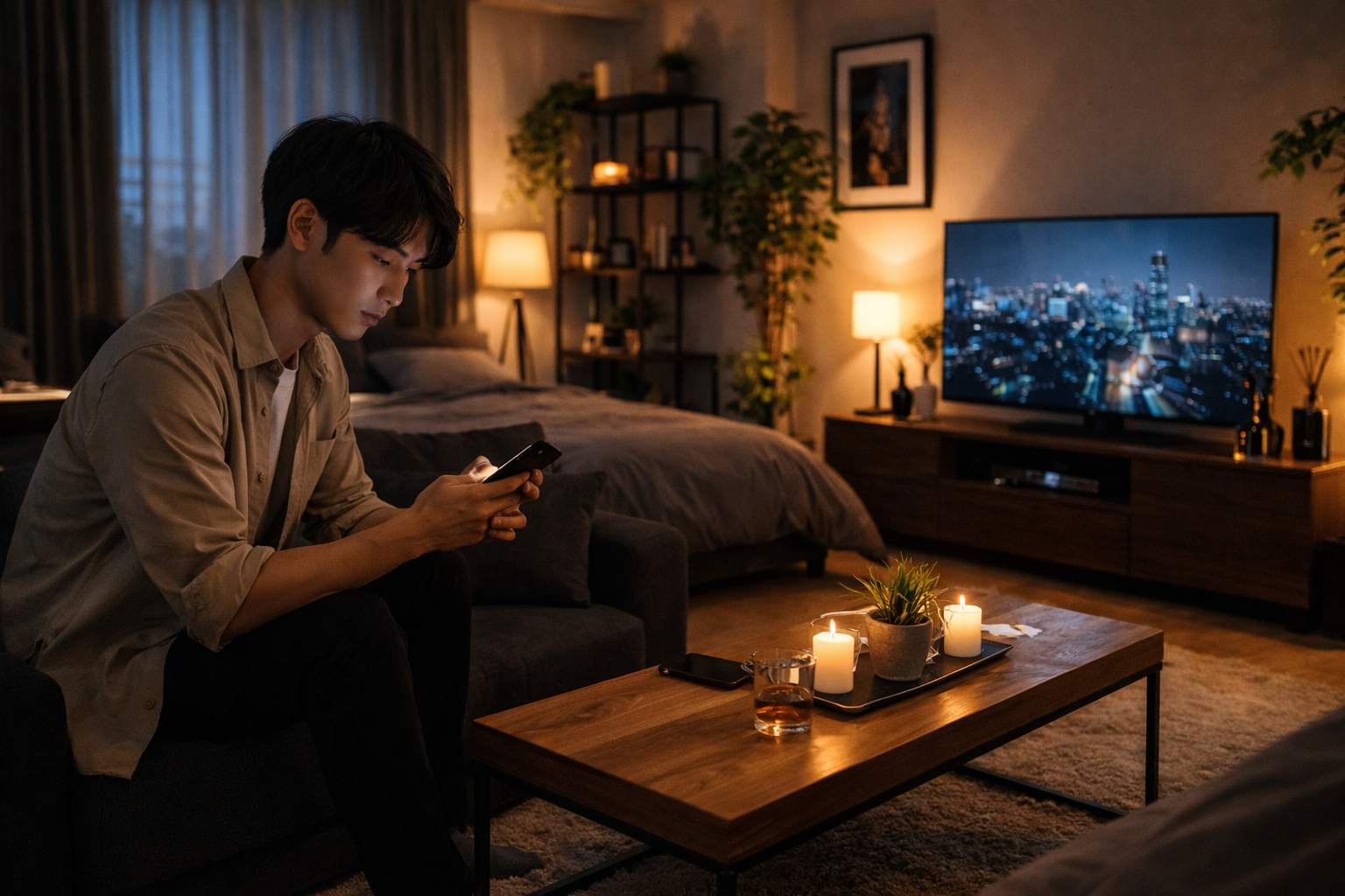 一人暮らしの男が6畳でモテ部屋を演出する照明と香り