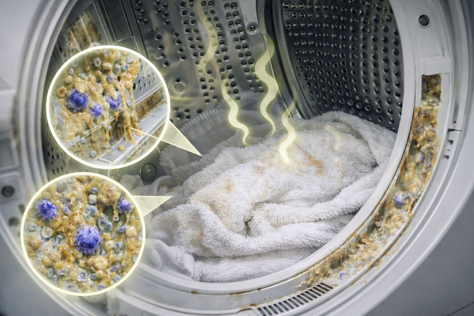 洗濯機内のバイオフィルムが引き起こす戻り臭の正体